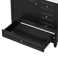 Spacious Bathroom Vanity with 3 Drawers and One-Door Cabinet, Freestanding Cabinet for Small Bathrooms, 36" L x 18.5" W x 33.5" H, Black(m-13)