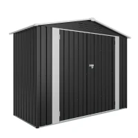Vented Bike Storage House with Reinforced Roof Beams, Outdoor Metal Storage Shed for Backyard, 93.5'' L x 43.5'' W x 72.5'' H, Black(m-2)
