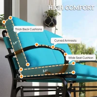 Outsunny Outdoor Glider Bench, 2-Person Patio Rocker Loveseat with Tufted Cushions, Steel Frame for Porch, Garden Backyard, Blue(m-5)