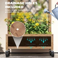 Outsunny Raised Garden Bed with Metal Trellis, Elevated Planter Box with Wheels and Drainage Holes, 20.5" x 9.8" x 38.2", Brown(m-5)