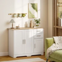 HOMCOM 40" Sideboard Buffet Cabinet, Modern Kitchen Storage Cabinet with 2 Drawers, 3 Doors & Adjustable Shelf, White(m-1)