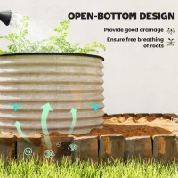Outsunny Set of 2 Raised Garden Bed, Metal Planter Box with Safety Edging, Easy-to-assemble Stock Tank, Cream White(m-5)