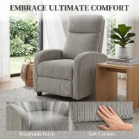 HOMCOM Corduroy Home Theater Seating, Push Back Recliner Chair with Padded Seat for Living Room, Grey(m-5)