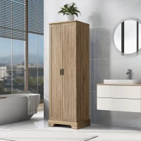 Multi-functional Storage Cabinet with Adjustable and Fixed Shelves, Tall Organizer Cabinet for Bathroom and Office, 23.5'' L x 17'' W x 71'' H, Brown(m-8)