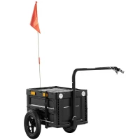 Soozier Bike Trailer with Foldable Storage Box and Lid, Quick Release Wheels, Reflective Stickers, Safety Flag(m-9)