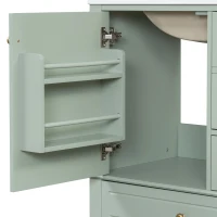 Stylish Bathroom Vanity with Easy-Clean Ceramic Sink, Ideal Cabinet for Modern Bathrooms, 30" L x 18.5" W x 33.5" H, Light Green(m-12)