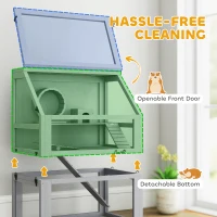 PawHut 3 Tier Wooden Hamster Cage w/ Detachable Bottom, Hut, Seesaw, Exercise Wheel, Ramps, 24" x 16" x 29.5"(m-6)