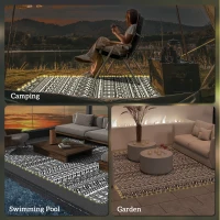 Outsunny Outdoor Rug Carpet with USB Lights Reversible Patio Rug with Carry Bag for Camping 12' x 9'(m-8)