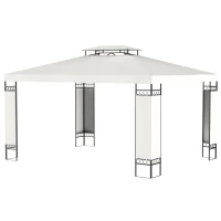 Outsunny 10' x 13' Outdoor Gazebo, Double Roof Patio Gazebo Canopy Shelter with Screen Decorate Corner Frame, White(m-2)