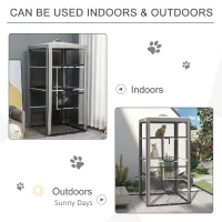 PawHut 79"H Catio Outdoor Cat Enclosure, Steel Frame Cat Cage with 3 Platforms, 2 Doors and 4 Sandbags for Stability(m-4)