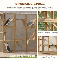 PawHut Catio Playground Cat Window Box Outside Enclosure for Multiple Cats w/ Shelves & Bridges, Yellow(m-7)