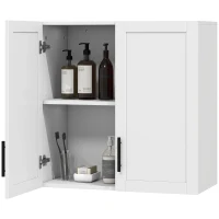 HOMCOM Simple Medicine Cabinet Wall Mounted, Bathroom Wall Cabinet with 2 Doors and Adjustable Shelf Storage, White(m-2)