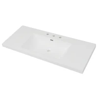 Resin Vanity Top with Integrated Basin, Pre-Drilled Sink Top with Built-In Overflow, 47'' L x 19.5'' W x 7'' H, White(m-7)