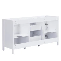 59-inch Bathroom Vanity Cabinet with Soft-Close Hinges, Divider Drawer Storage Console with Sturdy MDF Construction, 58.5'' L x 19'' W x 31.5'' H, White(m-11)