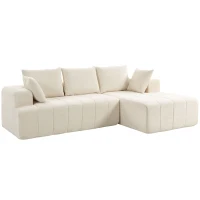 HOMCOM 101" Modular Sectional Sofa with Chaise, Chenille Boneless Cloud Sofa Bed, 3 Seater L-Shaped Couch, No Assembly, Beige(m-13)