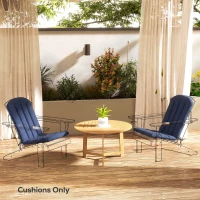 Outsunny Set of 2 Patio Chair Cushions, High Back Adirondack Chair Cushion with Ties, High-Density Foam, Navy Blue(m-8)