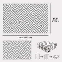 Outsunny Reversible Outdoor RV Rug, Patio Floor Mat, 5' x 8' Plastic Straw Rug for Backyard, Deck, Beach, Camping, Grey & White(m-3)