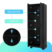 Stable Storage Cabinet with Anti-Tipping Device, Versatile Sideboard for Bathrooms and Dining Rooms, 23.5" L x 17" W x 71" H, Black(m-5)