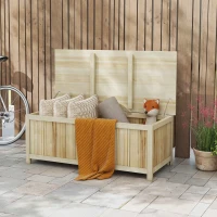 Outsunny 45 Gallon Wooden Storage Box patio Deck Box Bench, Garden Backyard Outdoor Storage Container, Natural(m-8)