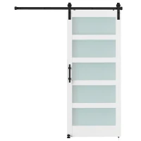 HOMCOM Sliding Door, 36" x 84" Sliding Barn Door with Hardware Kit Included & Handle, PVC Surface, White(m-2)