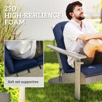 Outsunny Set of 2 Patio Chair Cushions, High Back Adirondack Chair Cushion with Ties, High-Density Foam, Navy Blue(m-4)