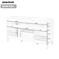 Modern Bathroom Vanity Cabinet with Soft-Close Hinges, Soft Close Storage Vanity with Adjustable Shelves, 59'' L x 19.5'' W x 34'' H, White(m-4)