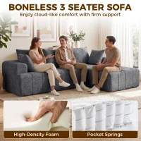 HOMCOM 101" Modular Sectional Sofa with Chaise, Chenille Boneless Cloud Sofa Bed, 3 Seater L-Shaped Couch, No Assembly, Grey(m-4)