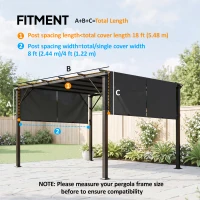 Outsunny 2 Pcs UV Protection Pergola Replacement Canopy, Pergola Shade Cover, Easy to Install, for 10' x 10' Pergola, Black(m-3)