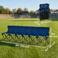 Outsunny 6 Seat Folding Camping Chair with Cup Holder and Carrying Case for Camping, Picnic, Sports Events, Blue(m-3)
