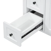 Double Bathroom Vanities with Tip-Out Top Drawer and 3 Pull-Out Drawers, Stylish Cabinets with Freestanding Design, 48" L x 18.5" W x 34" H, White(m-11)