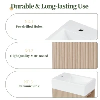 Practical Bathroom Vanity with 2-Tier Shelves and Toilet Paper Holder, Compact Cabinet for Small Bathrooms, 18.5" L x 10.5" W x 33" H, Natural Wood(m-7)