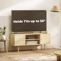 HOMCOM TV Stand Cabinet for TVs up to 55 Inches, Entertainment Unit with Storage Shelves and Wood Legs for Living Room(m-7)