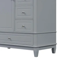 Spacious Bathroom Vanity with 3 Drawers and One-Door Cabinet, Freestanding Cabinet for Small Bathrooms, 36" L x 18.5" W x 33.5" H, Gray(m-12)
