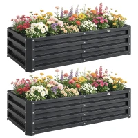 Outsunny Galvanized Raised Garden Bed, 4' x 2' x 1' Metal Planter Box, for Growing Vegetables, Flowers, Herbs, Succulents, Gray(m-11)