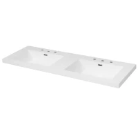 60-inch Resin Vanity Top with Undermount Rectangular Double Sinks, Undermount Sink Countertop with Built-In Overflow, 59'' L x 19.5'' W x 7'' H, White(m-7)