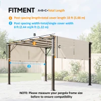 Outsunny 2 Pcs UV Protection Pergola Replacement Canopy, Pergola Shade Cover, Easy to Install, for 10' x 10' Pergola, Khaki(m-3)