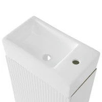 Practical Bathroom Vanity with 2-Tier Storage Shelves and Toilet Paper Holder, Compact Cabinet for Small Bathrooms, 18.5" L x 10.5" W x 33" H, White(m-9)