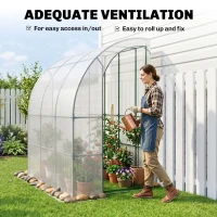 Outsunny 7' x 4' x 7' Outdoor Lean to Greenhouse, Walk-In Green House Plant Nursery with Roll-up Window, PE Cover, White(m-6)