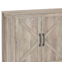 HOMCOM Sideboard Buffet, Storage Cabinet with Barn Door and Adjustable Shelf, TV Stand for TVs up to 65 Inches, Light Grey(m-9)