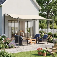 Outsunny 10' x 10' Steel Outdoor Pergola Gazebo, Patio Canopy with Weather-Resistant Fabric and Drainage Holes for Backyard, Deck, Garden, Cream White(m-10)
