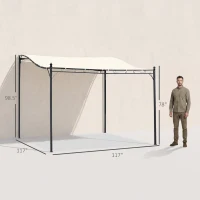 Outsunny 10' x 10' Steel Outdoor Pergola Gazebo, Patio Canopy with Weather-Resistant Fabric and Drainage Holes for Backyard, Deck, Garden, Cream White(m-3)