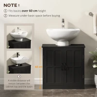 kleankin edestal Under Sink Cabinet, Bathroom Vanity Cabinet Storage with Double Doors and Adjustable Shelf, Black(m-5)