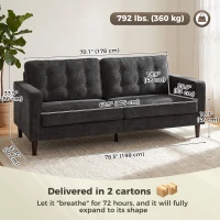 HOMCOM 3 Seater Sofa Upholstered with Padded Cushion Modern Button Tufted Couch with Wood Legs, Dark Grey(m-3)