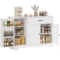 HOMCOM 44" Modern Kitchen Storage Cabinet with Drawer, Adjustable Shelves, Small Kitchen Pantry with Door Racks, White(m-9)