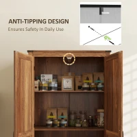 HOMCOM 72" Farmhouse Pantry Cabinet with Adjustable Shelves, Kitchen Pantry Cabinet with 2 Doors, Brown(m-8)