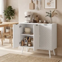HOMCOM Modern Sideboard and Buffet, Dining Room Cabinet with Adjustable Shelves and 3 Doors, White(m-1)