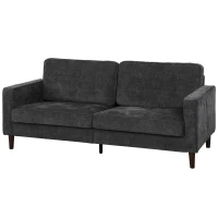 HOMCOM 3 Seater Sofa Upholstered with Padded Cushion Modern Button Tufted Couch with Wood Legs, Dark Grey(m-2)