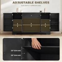 HOMCOM 55" Modern Kitchen Storage Cabinet with Drawer, Adjustable Shelves, Small Kitchen Pantry with Door Racks, Black(m-6)