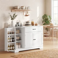 HOMCOM 44" Modern Kitchen Storage Cabinet with Drawer, Adjustable Shelves, Small Kitchen Pantry with Door Racks, White(m-1)