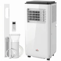 HOMCOM 10,000 BTU Moible Air Conditioner 440 Sq. Ft., Dehumidifier Fan Auto Sleep with 24H Timer On/Off, Window Kit, White(m-2)